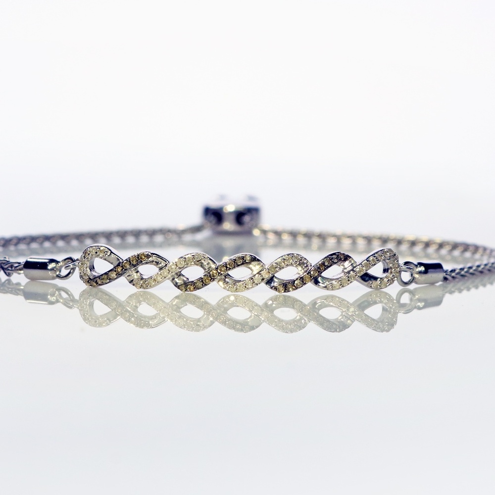 Champagne & White Diamond Sterling Silver Bracelet